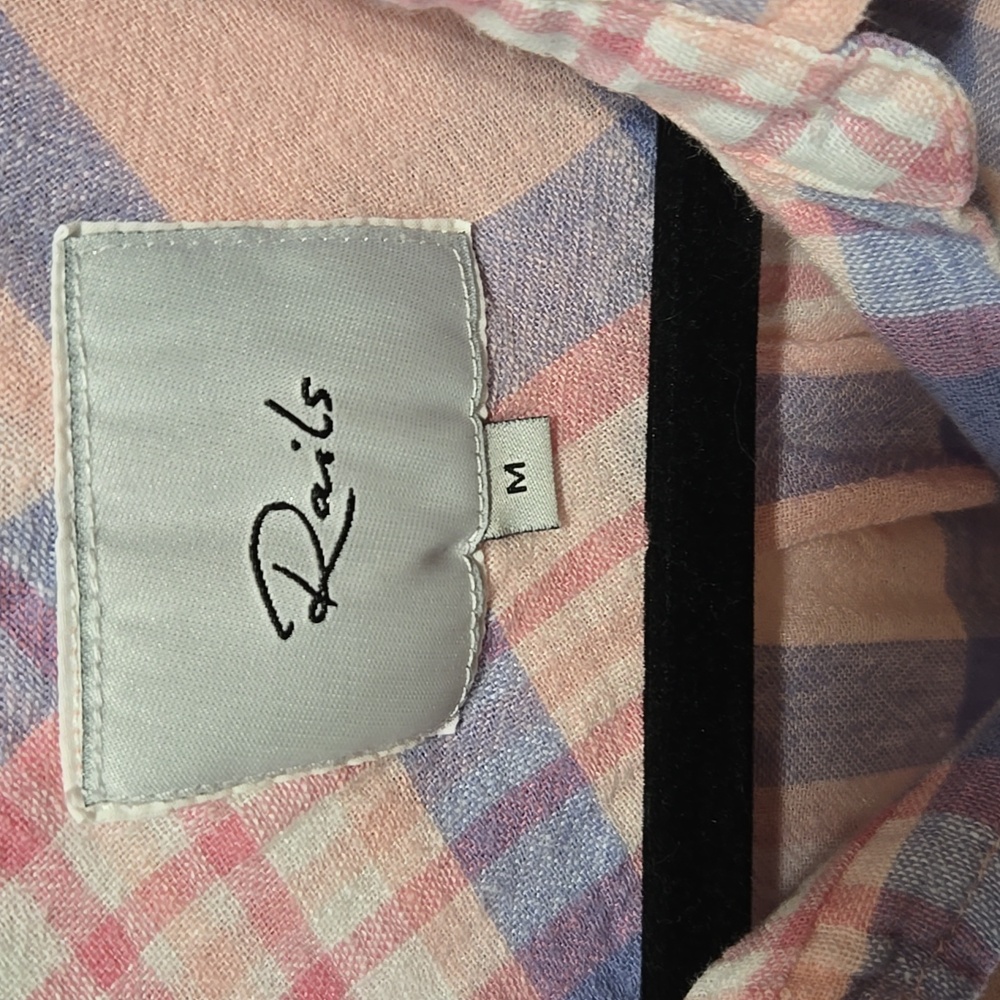 Rails 'Charli - Peach Blush Blue' Plaid Long Sleeve Button-Up - M - Picture 2 of 8
